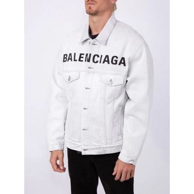 Balenciaga Front Logo Denim Jacket Cement 02