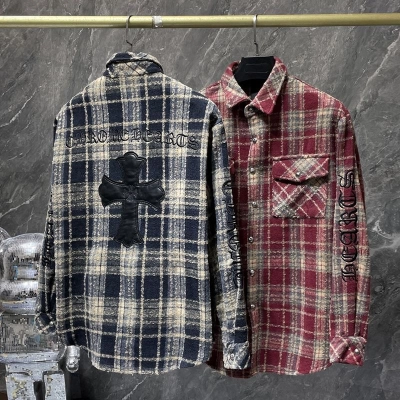 Chrome Hearts CH Flannel Navy Blue and Red 01