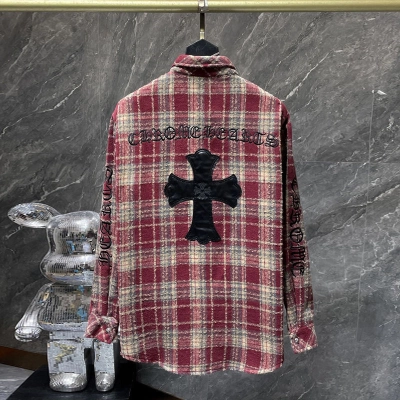 Chrome Hearts CH Flannel Navy Blue and Red 02