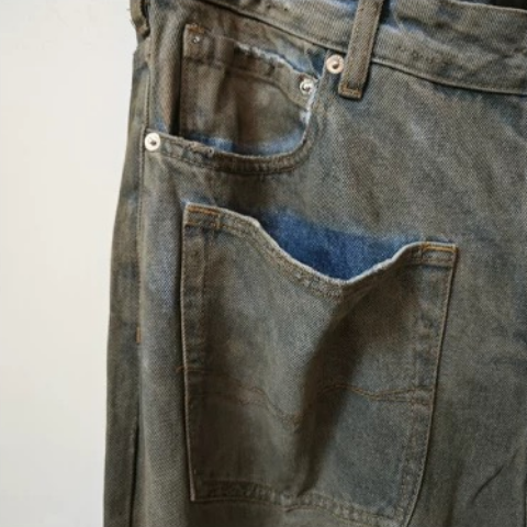 Balenciaga Grey Patched Pockets Baggy Jeans