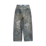 Balenciaga Grey Patched Pockets Baggy Jeans
