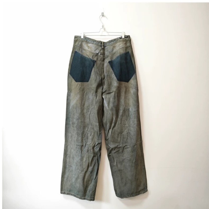 Balenciaga Grey Patched Pockets Baggy Jeans