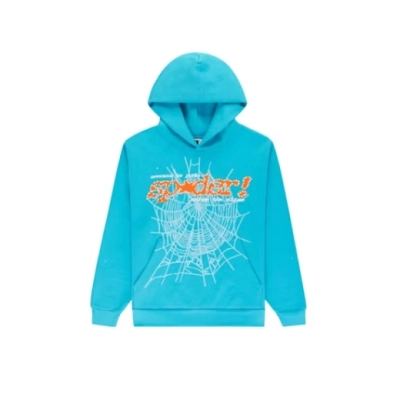Sp5der Punk V2 Hoodie Cyan Tracksuit 02