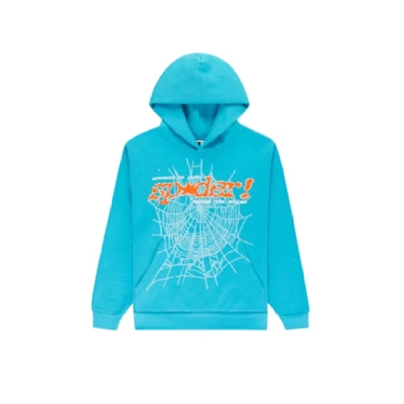 Sp5der Punk V2 Hoodie Cyan Tracksuit