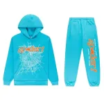Sp5der Punk V2 Hoodie Cyan Tracksuit