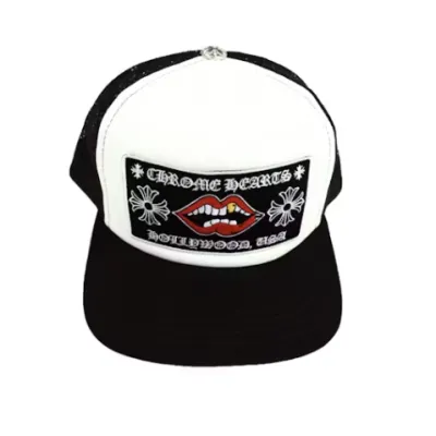 Chrome Hearts Chomper Hollywood Trucker Hat Black White 01