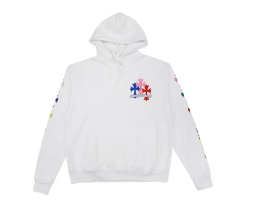 Chrome Hearts Multi Color Cross Hoodie White