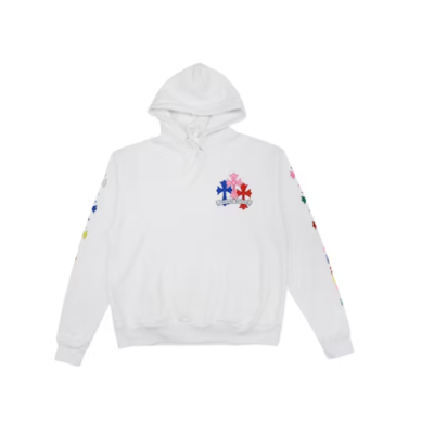 Chrome Hearts Multi Color Cross Hoodie White 01