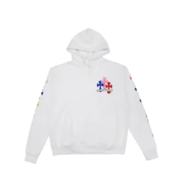Chrome Hearts Multi Color Cross Hoodie White 01