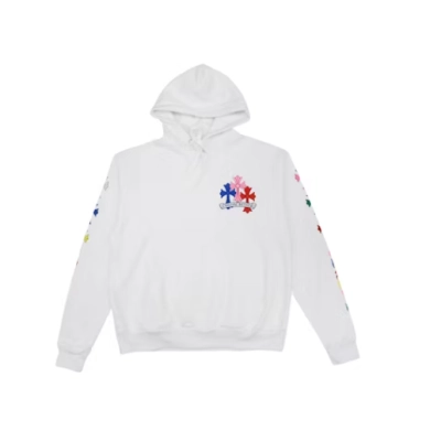 Chrome Hearts Multi Color Cross Hoodie White 01