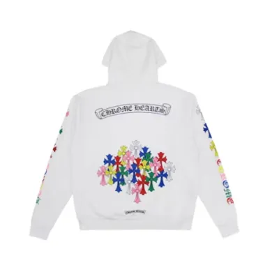 Chrome Hearts Multi Color Cross Hoodie White 02