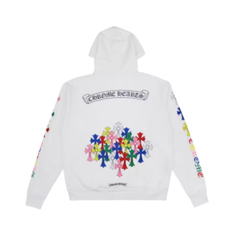 Chrome Hearts Multi Color Cross Hoodie White