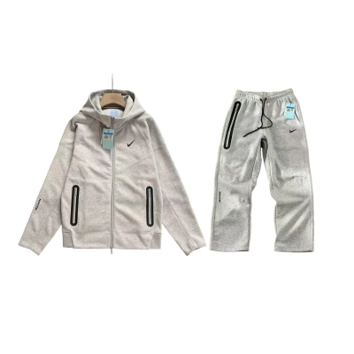 cNike Sportswear x NOCTA Tech Fleece Full Zip Hoodie & Joggers Set Grey 01