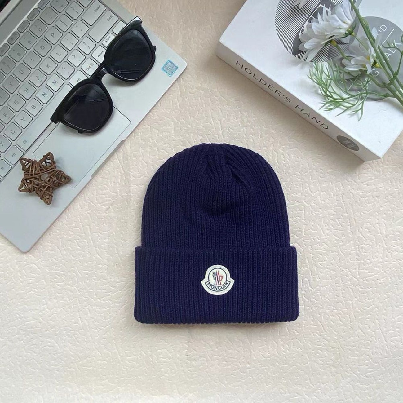 [Add One] Moncler Wool Cashmere Hat Beanies Dark Blue