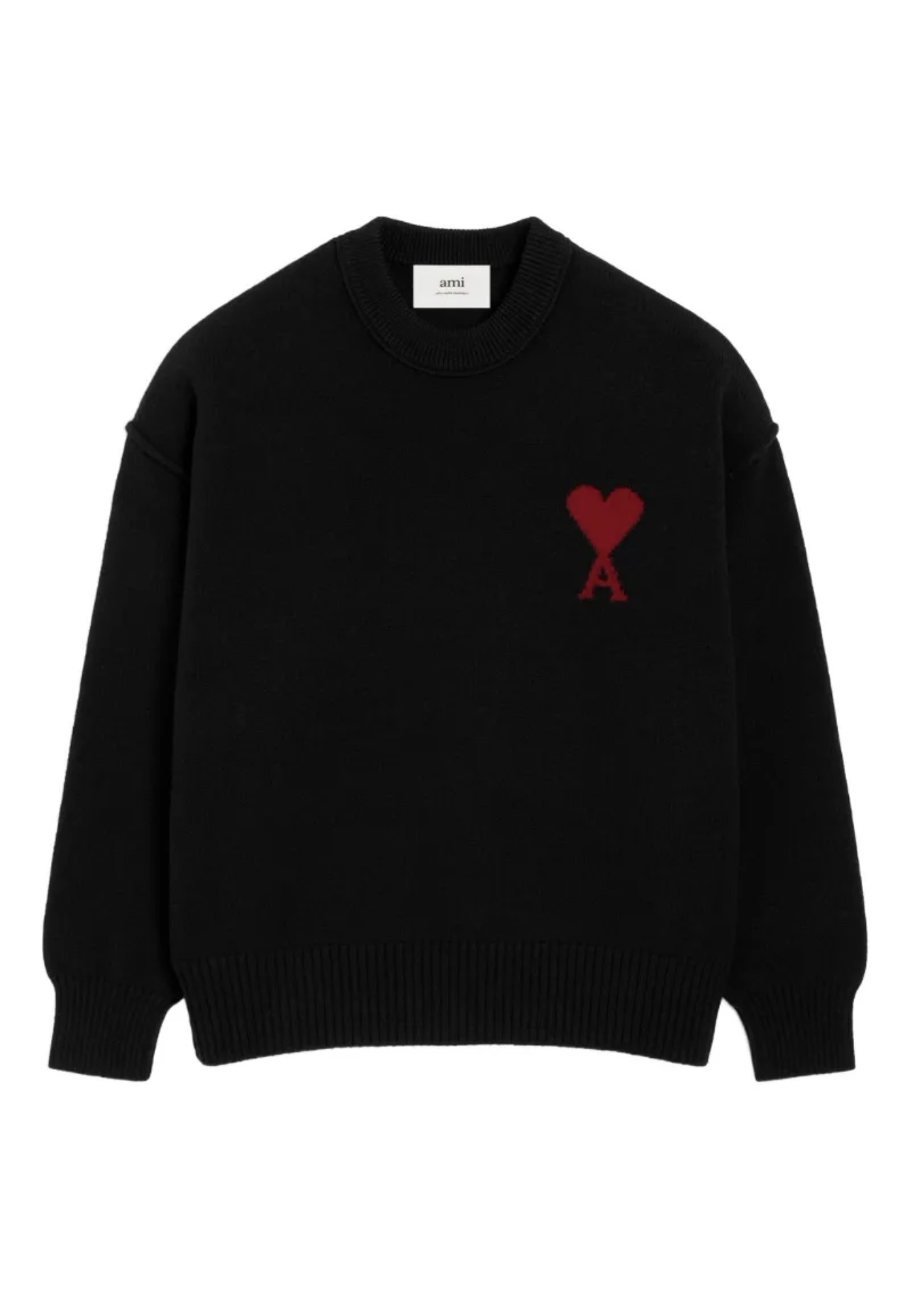 AMI Paris Ami De Coeur Crew-Neck Wool Sweater Black