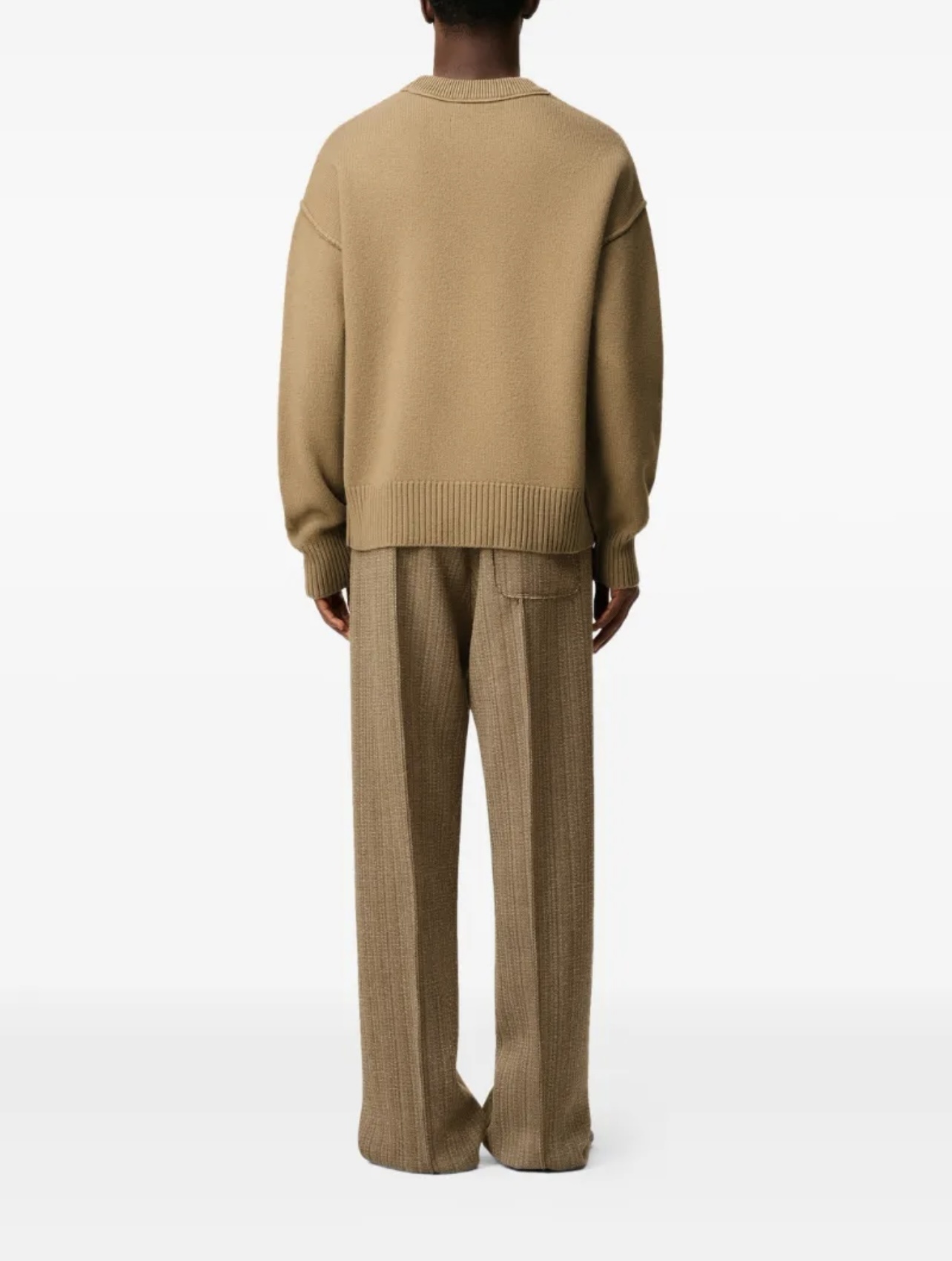 AMI Paris Ami De Coeur Crew-Neck Wool Sweater Brown