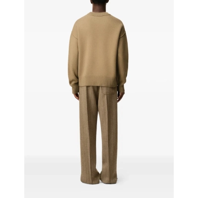 AMI Paris Ami De Coeur Crew-Neck Wool Sweater Brown 02