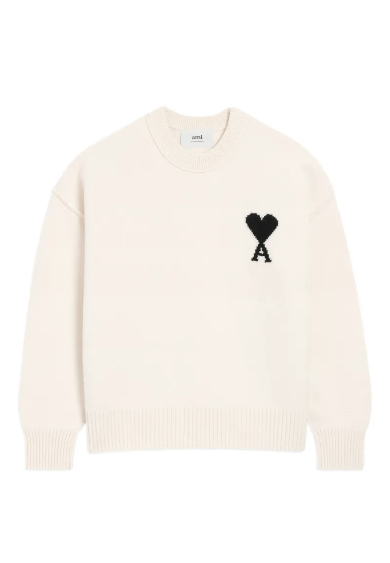 AMI Paris Ami De Coeur Crew-Neck Wool Sweater White