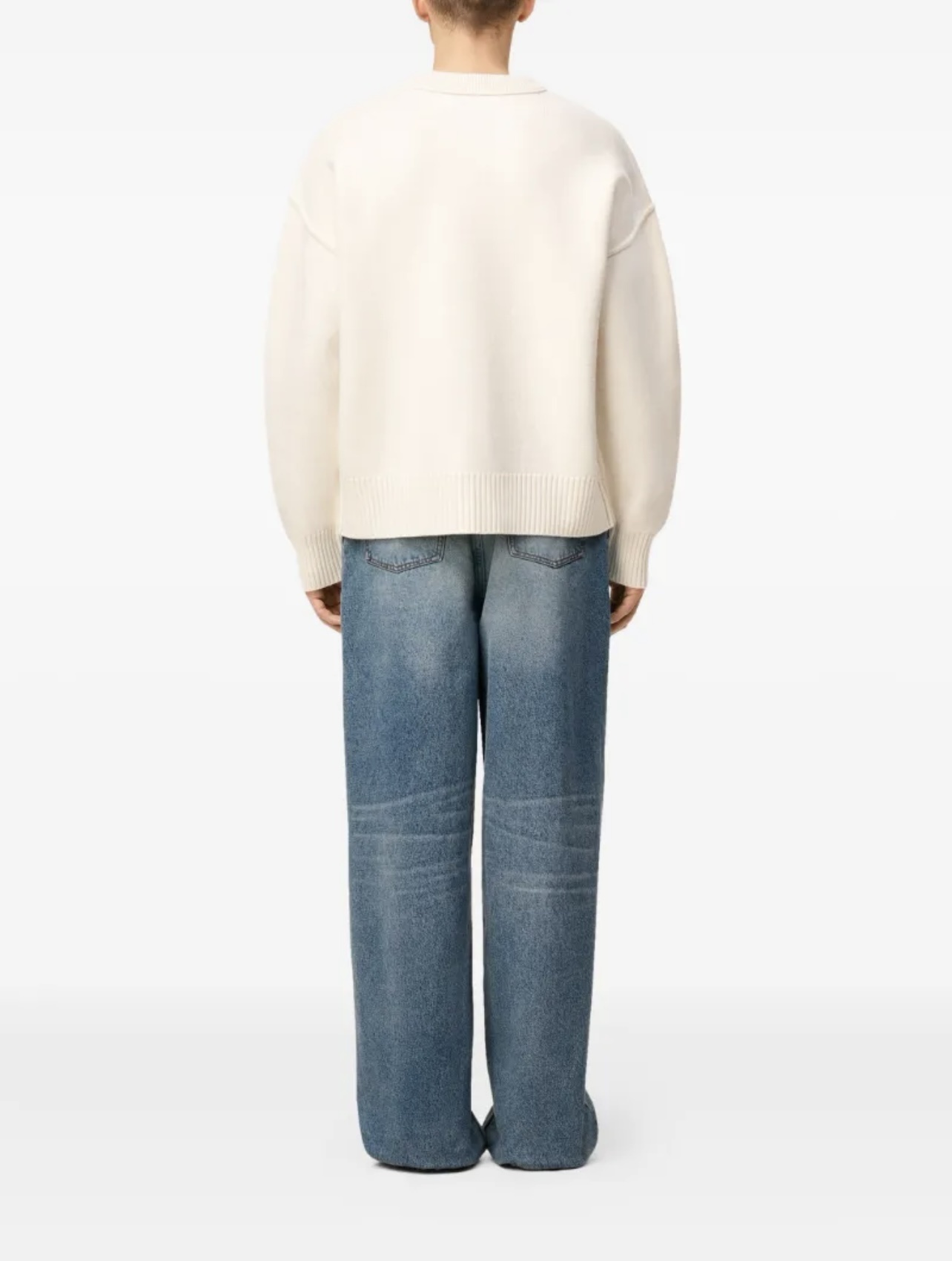 AMI Paris Ami De Coeur Crew-Neck Wool Sweater White