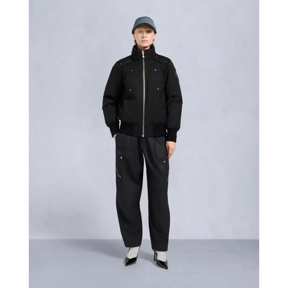 Moose Knuckles Original Debbie Shearling Trim Bomber Jacket Black