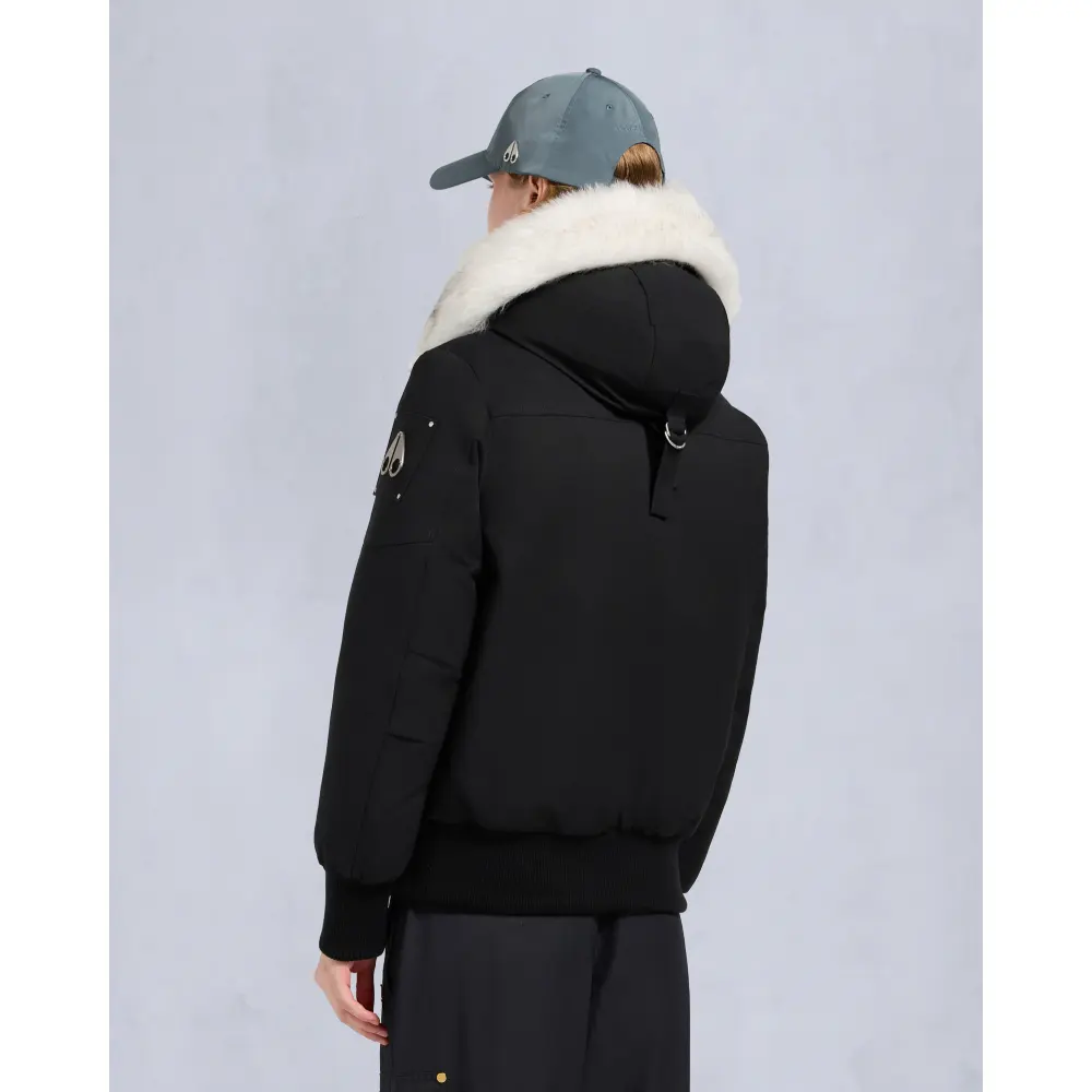 Moose Knuckles Original Debbie Shearling Trim Bomber Jacket Black