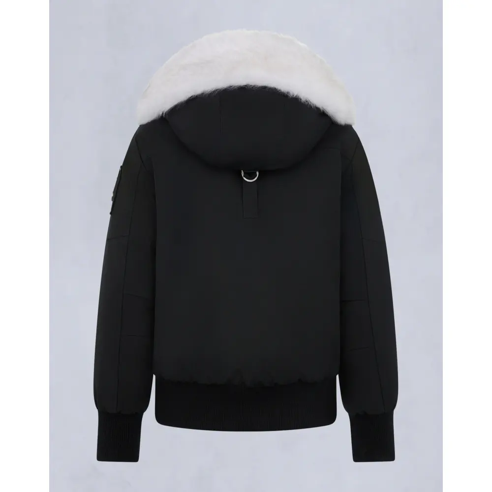 Moose Knuckles Original Debbie Shearling Trim Bomber Jacket Black