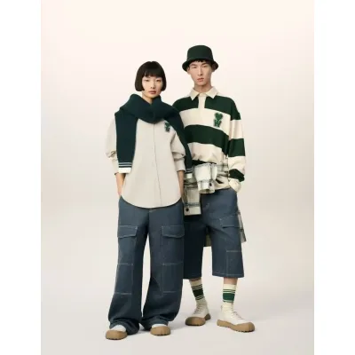 AMI Paris Green And Cotton Striped Polo  02