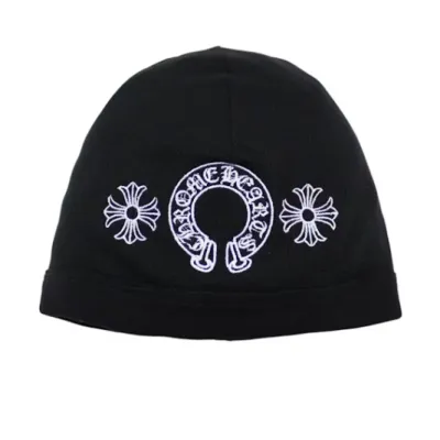 Chrome Hearts Horseshoe Skull Cap Beanie Black 01