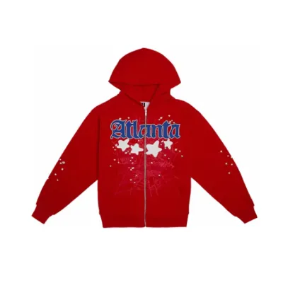 Sp5der Atlanta Zip Up Hoodie Red 01