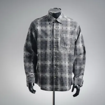 Chrome Hearts Monogram Cross Flannel Black Grey 02