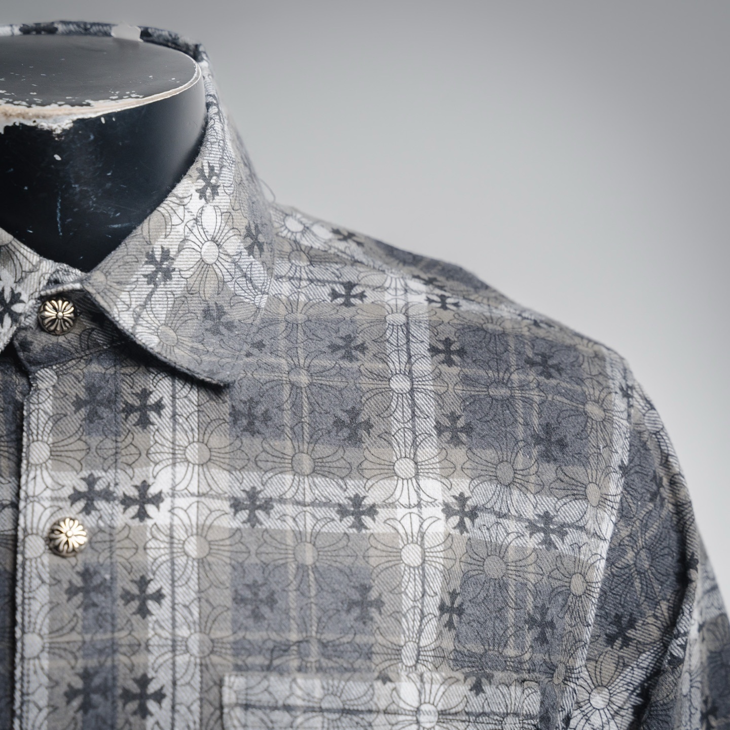 Chrome Hearts Monogram Cross Flannel Black Grey