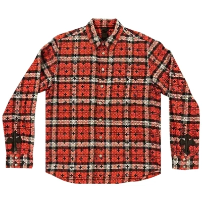 Chrome Hearts Monogram Cross Flannel Red Plaid 01