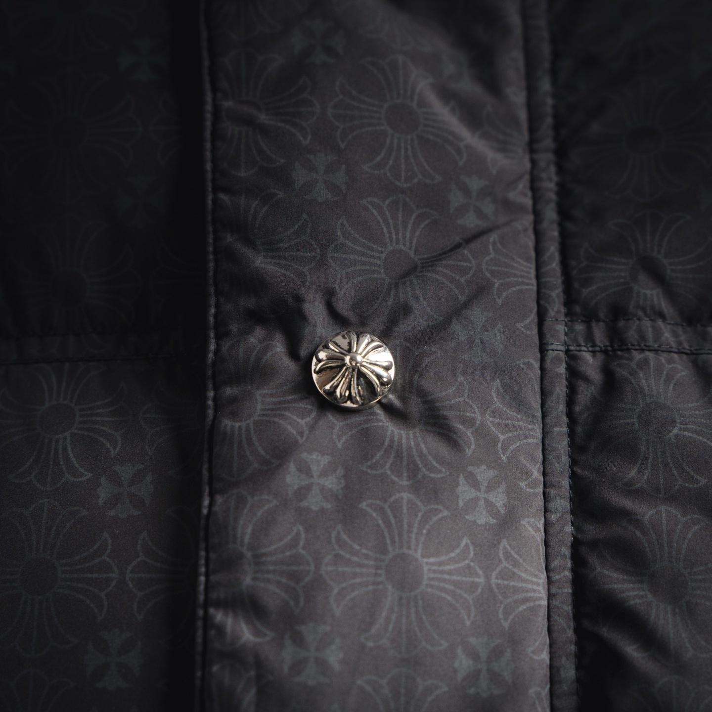 Chrome Hearts Monogram Print Puffer Jacket Black