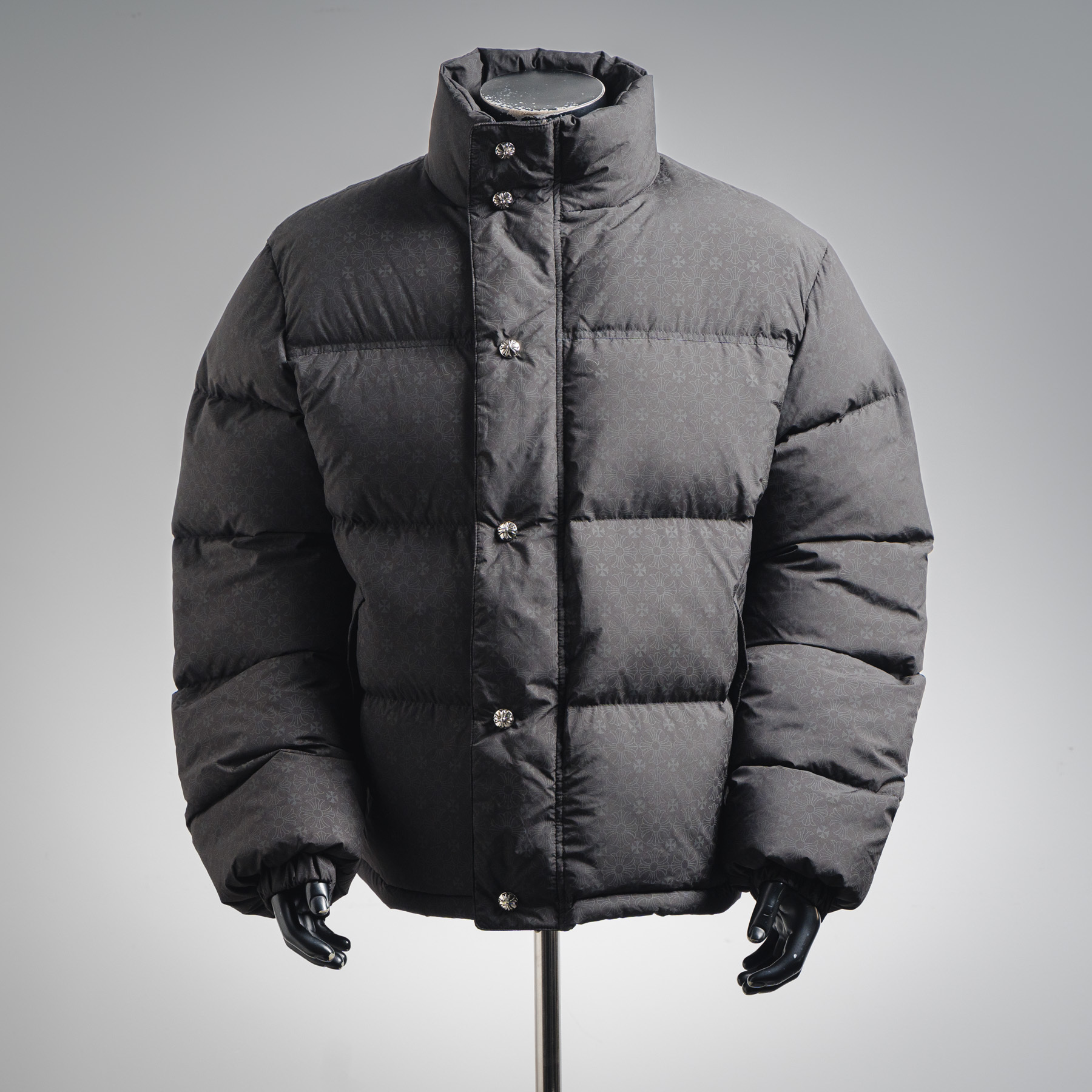 Chrome Hearts Monogram Print Puffer Jacket Black