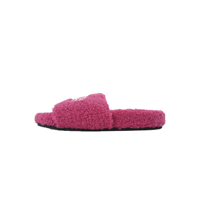 Balenciaga Paris Furry Slide Red Pink 01
