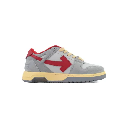OFF-WHITE Out Of Office OOO Low Tops Light Grey Red  OMIA189S24LEA0110525 02