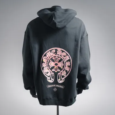 Chrome Hearts Cross Hoodie Black Pink 01