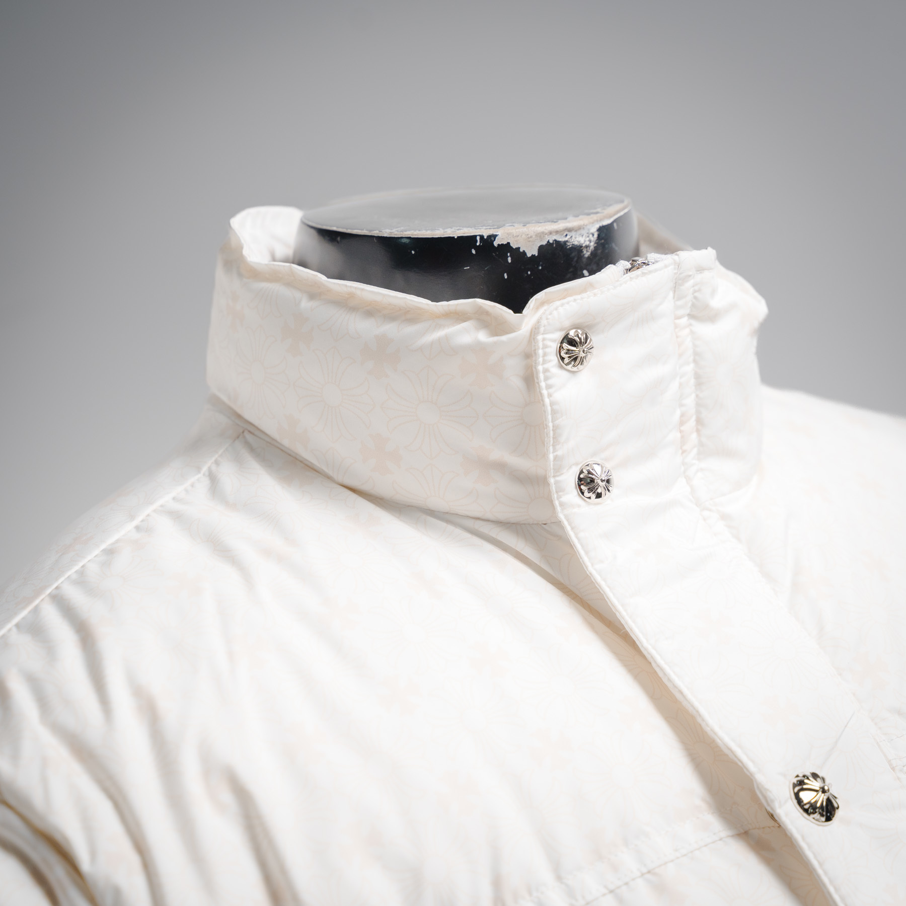 Chrome Hearts Monogram Cross Puffer Down Jacket White