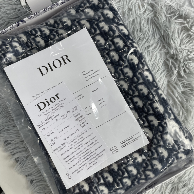 Dior Oblique Logo Print Fringed Scarf 