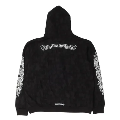 Chrome Hearts Cemetery Cross Horseshoe Logo Zip-Up Hoodie 02