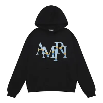 AMIRI Staggered Chrome Logo-Print Hoodie Black and White 02