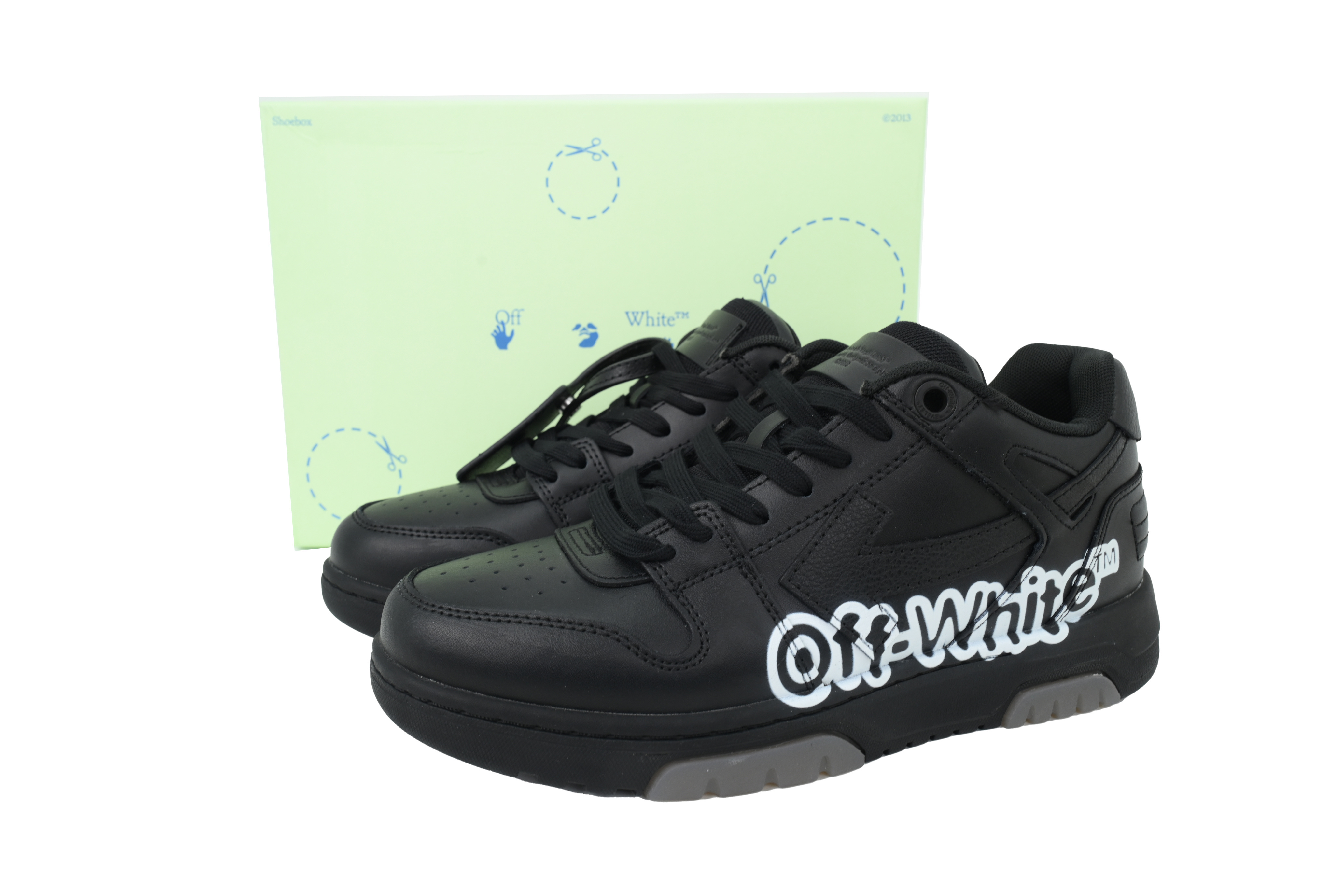 OFF-WHITE Out Of Office OOO Low Tops "Off-White" Black White OMIA189S 22LEA004 1001