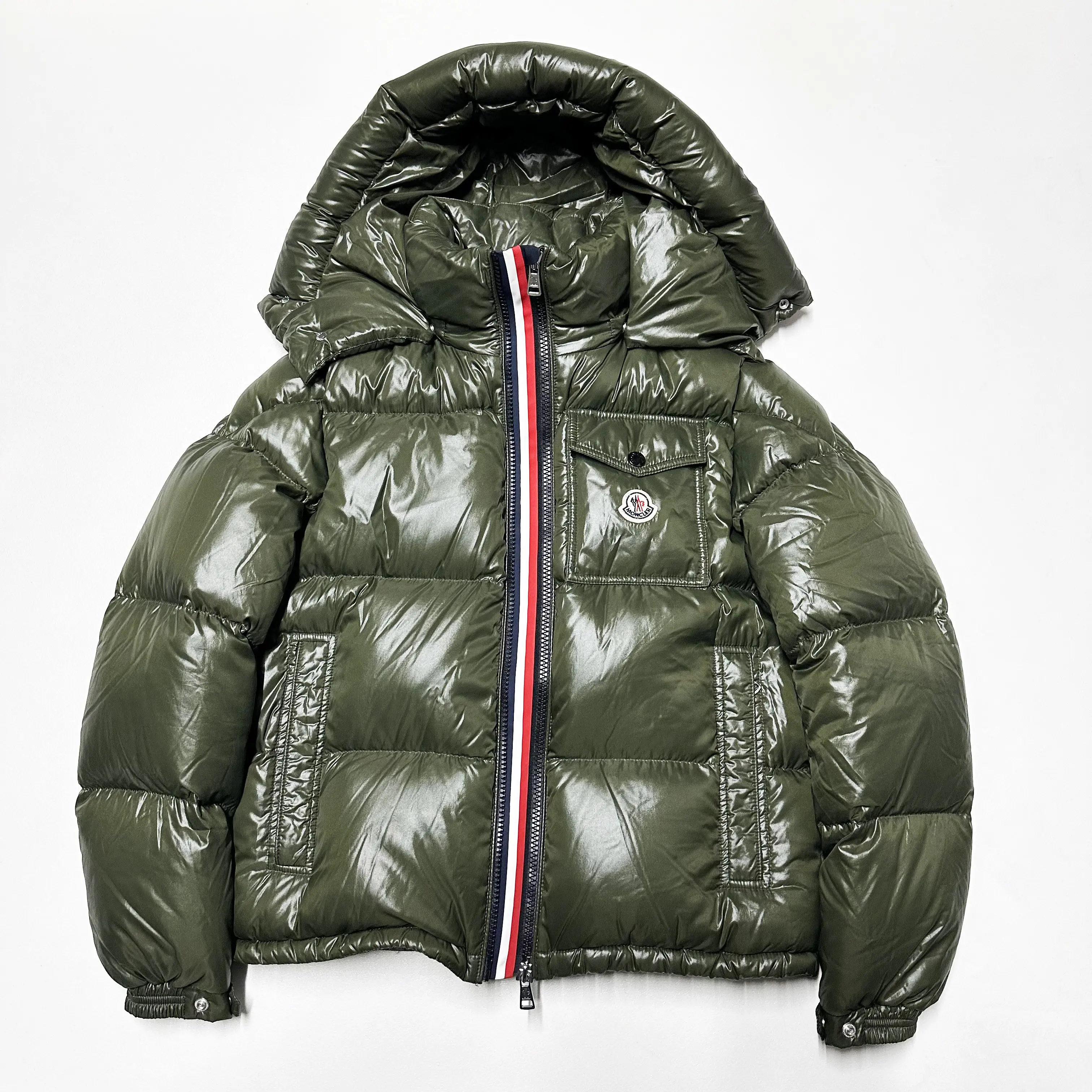 Moncler Hooded Short Down Jacket Green