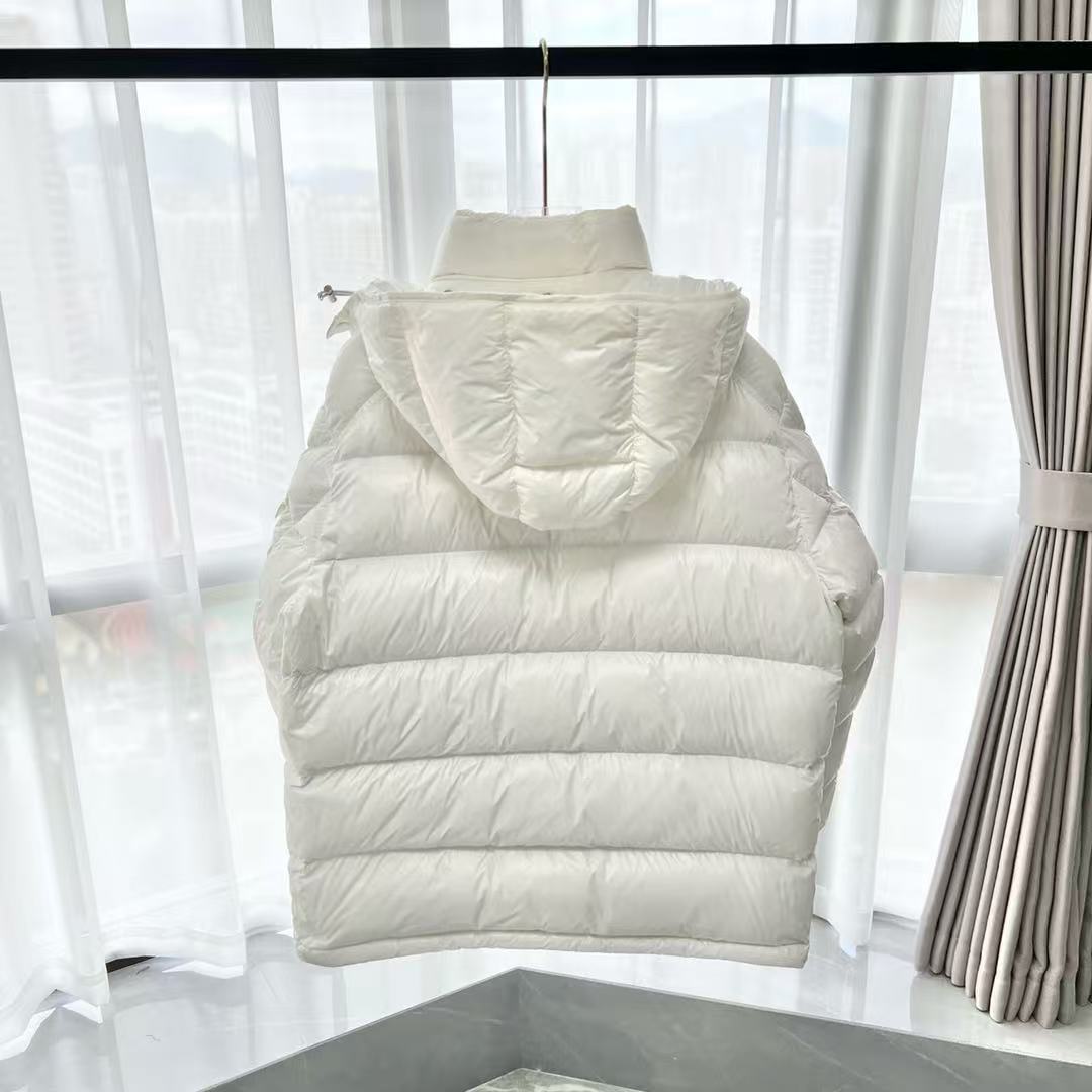 Moncler Hooded Short Down Jacket White