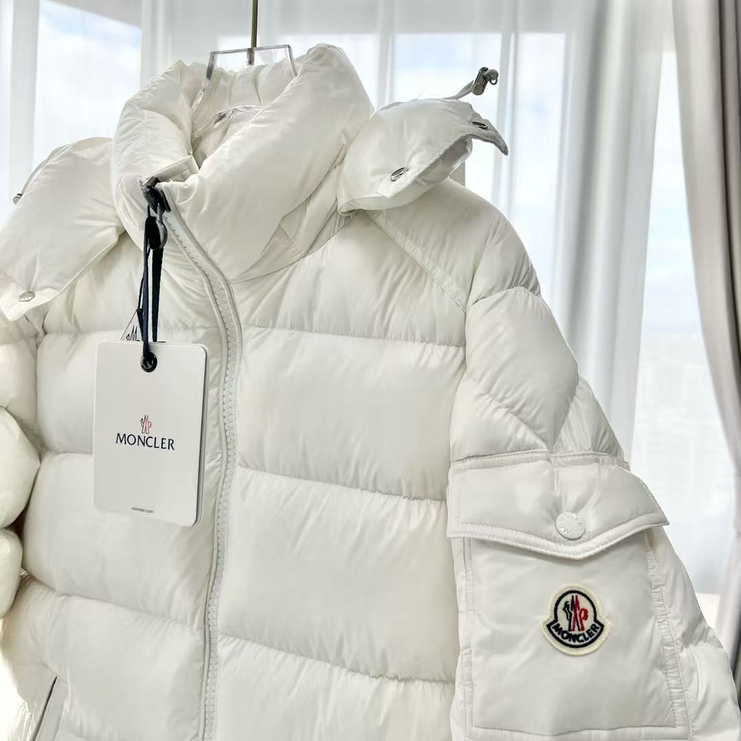 Moncler Hooded Short Down Jacket White