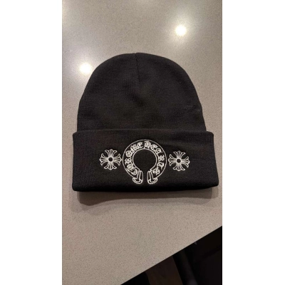Chrome Hearts Horseshoe Skull Cap Beanie Black 01