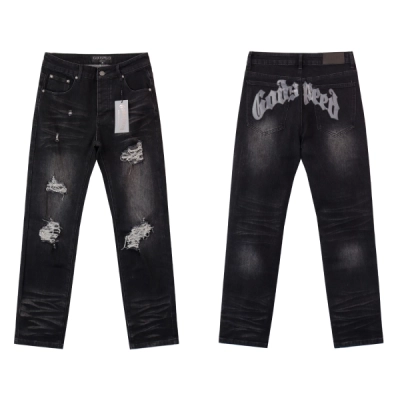 Godspeed Casual Comfort Holes Straight Jeans #8211 Black 01