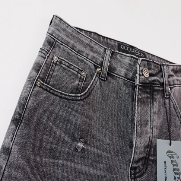 Godspeed Casual Comfort Holes Straight Jeans #8211 Smoky Gray