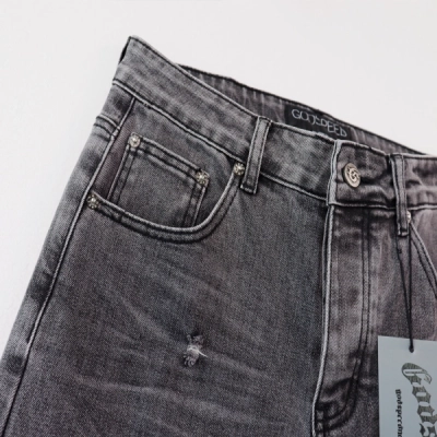 Godspeed Casual Comfort Holes Straight Jeans #8211 Smoky Gray 02