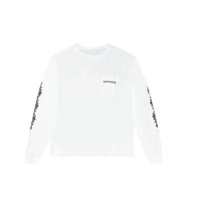 Chrome Hearts Eye Chart Dagger Longsleeve T-shirt White Pink 01